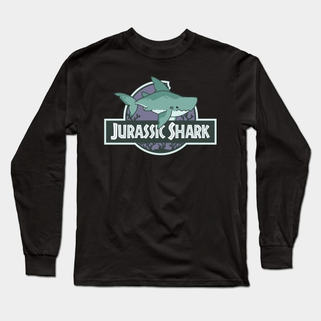 Jurassic Shark - Megalodon shark Long Sleeve T-Shirt by bytesizetreasure